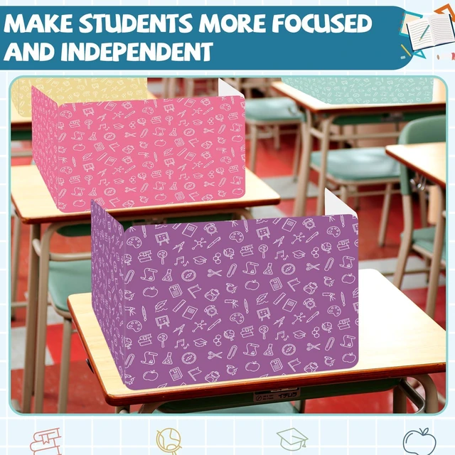 Alt view image 7 of 7 - 12 Pack Privacy Shields for Student Colorful Motivational Desk Dividers Durable Privacy Folders Testing Divider Shield Study Board Panel Partition for Classroom Teacher Back to School Supplies