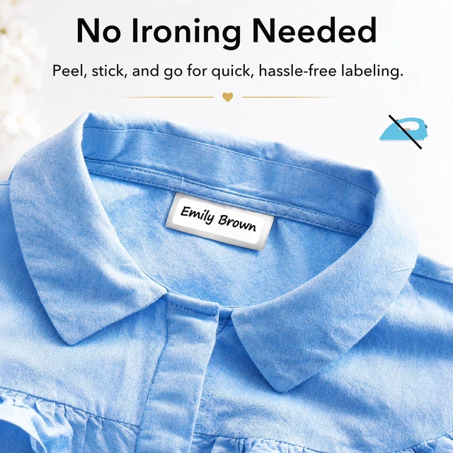 Alt view image 4 of 7 - All Purpose No-Iron Kids Clothing Labels, 80-Pack Self-Stick Write-On Fabric Labels for Camp, School, Daycare, Nursing Care, Toys, Organizing, Washer & Dryer Safe