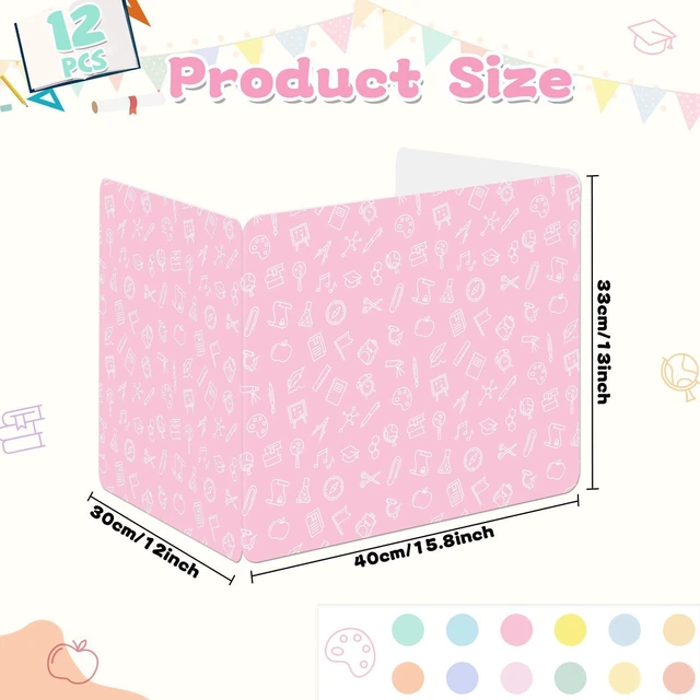 Alt view image 2 of 7 - 12 Pack Privacy Shields for Student in 12 Pastel Colors Desk Dividers Durable Privacy Folders Testing Dividers Shield Study Boards Panel Partition for Classroom Teacher Back to School Supplies