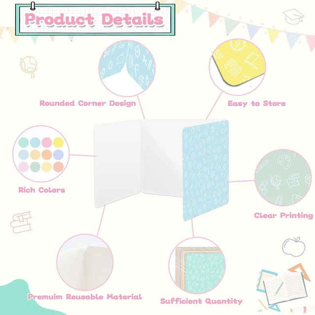 Alt view image 3 of 7 - 12 Pack Privacy Shields for Student in 12 Pastel Colors Desk Dividers Durable Privacy Folders Testing Dividers Shield Study Boards Panel Partition for Classroom Teacher Back to School Supplies