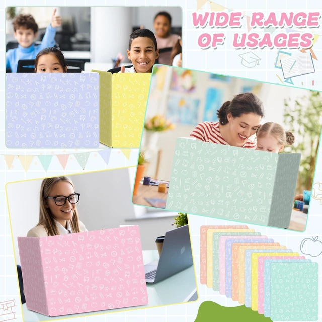 Alt view image 6 of 7 - 12 Pack Privacy Shields for Student in 12 Pastel Colors Desk Dividers Durable Privacy Folders Testing Dividers Shield Study Boards Panel Partition for Classroom Teacher Back to School Supplies