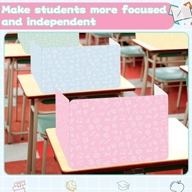 Alt view image 7 of 7 - 12 Pack Privacy Shields for Student in 12 Pastel Colors Desk Dividers Durable Privacy Folders Testing Dividers Shield Study Boards Panel Partition for Classroom Teacher Back to School Supplies