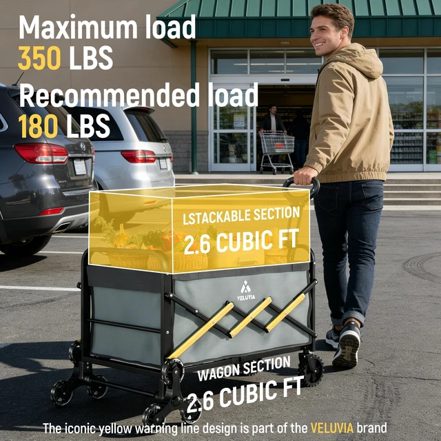 Alt view image 2 of 7 - Stairs Climbing Cart with Triangular Wheels,2 in 1 Folding Utility Cart