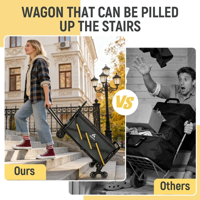Alt view image 3 of 7 - Stairs Climbing Cart with Triangular Wheels,2 in 1 Folding Utility Cart