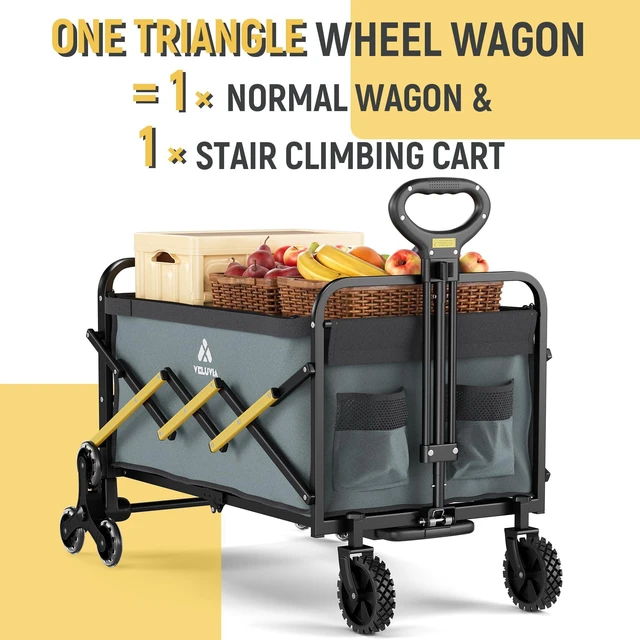 Alt view image 6 of 7 - Stairs Climbing Cart with Triangular Wheels,2 in 1 Folding Utility Cart