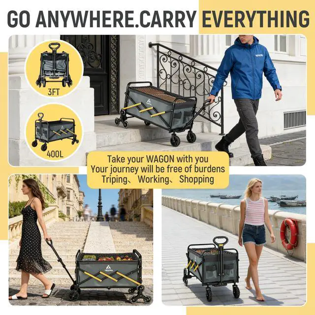 Alt view image 7 of 7 - Stairs Climbing Cart with Triangular Wheels,2 in 1 Folding Utility Cart