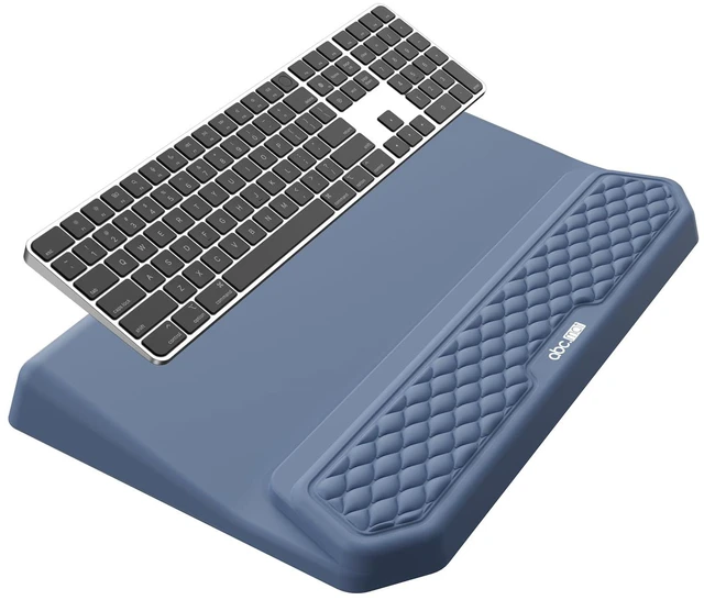 Main image of 2-in-1 Ergonomic Keyboard Stand with Wrist Rest, Blue Comfy Keyboard Riser Holder with Massage Design, Non-Slip Base, Pain Relief for Typing