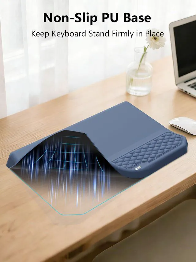 Alt view image 5 of 7 - 2-in-1 Ergonomic Keyboard Stand with Wrist Rest, Blue Comfy Keyboard Riser Holder with Massage Design, Non-Slip Base, Pain Relief for Typing
