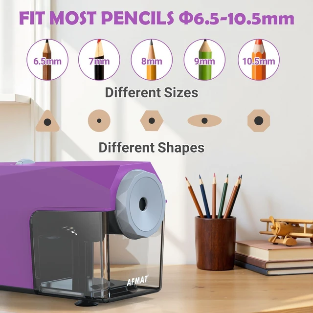 Alt view image 3 of 7 - Electric Pencil Sharpener, Fast & Hands-Free, 10K+ Uses, 5 Nibs, Fully Automatic Pencil Sharpener for Classroom, Heavy Duty Sharpeners for No.2/Jumbo/Colored Pencils (6.5-10.5mm) US Plug(120V)
