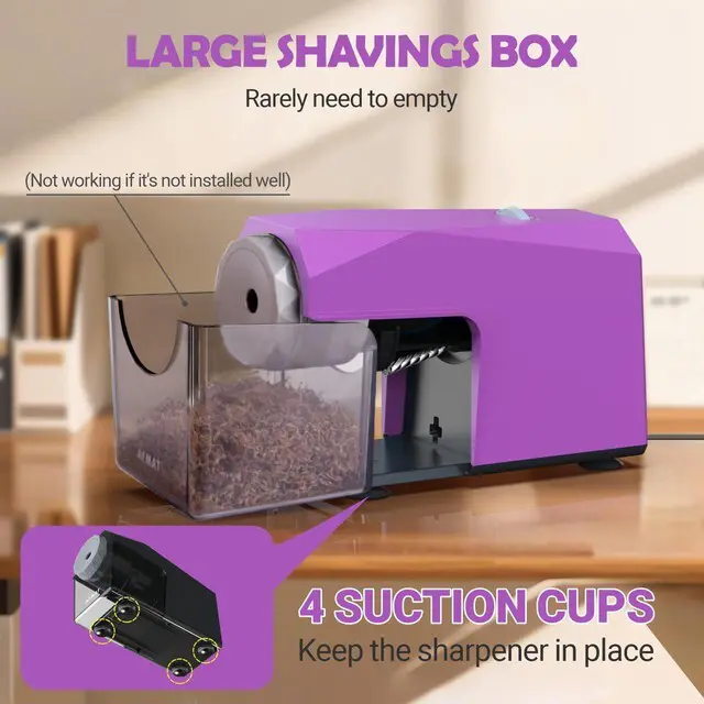 Alt view image 7 of 7 - Electric Pencil Sharpener, Fast & Hands-Free, 10K+ Uses, 5 Nibs, Fully Automatic Pencil Sharpener for Classroom, Heavy Duty Sharpeners for No.2/Jumbo/Colored Pencils (6.5-10.5mm) US Plug(120V)