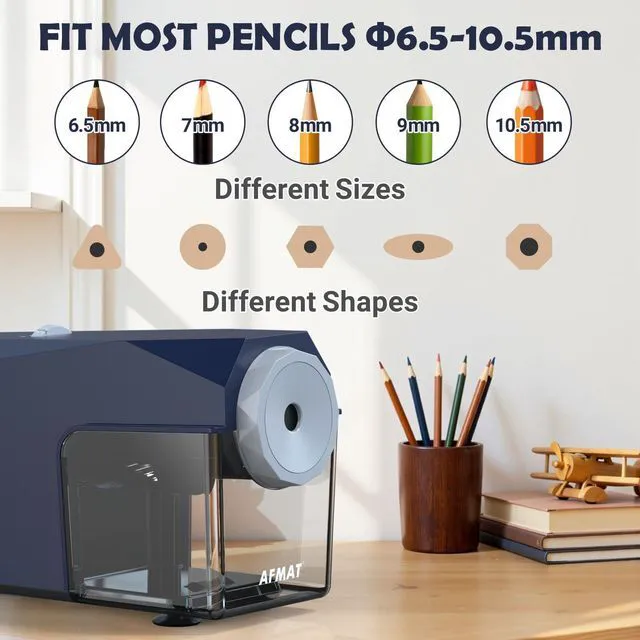 Alt view image 3 of 7 - Electric Pencil Sharpener, Fast & Hands-Free, 10K+ Uses, 5 Nibs, Fully Automatic Pencil Sharpener for Classroom, Heavy Duty Sharpeners for No.2/Jumbo/Colored Pencils (6.5-10.5mm) US Plug(120V)