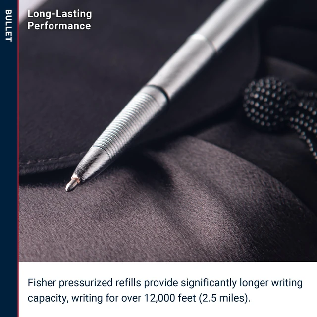 Alt view image 5 of 7 - Space Pen Brushed Chrome Pressurized Ballpoint Bullet Pen, Gift Box Compact Size, Writes Upside Down and in Extreme Temperatures, Smooth Black Ink, Medium Point, Made in the USA