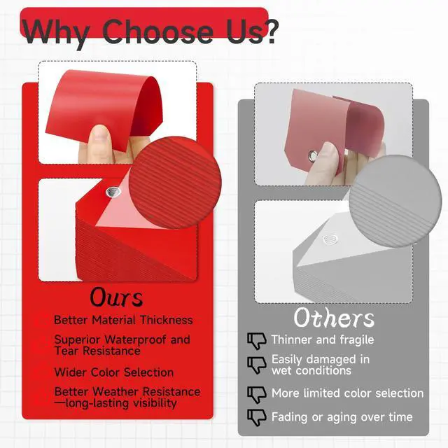 Alt view image 4 of 7 - 100 Plastic Shipping Tags - Red, 6 1/4" x 3 1/8", Waterproof, Durable, Reinforcement Hole, Stacking Labels for Equipment Parts
