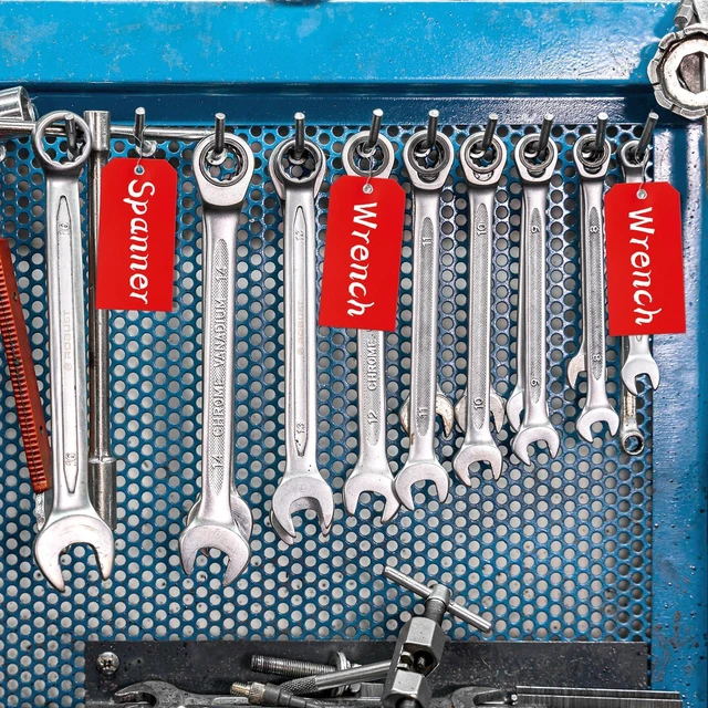 Alt view image 6 of 7 - 500 Plastic Shipping Tags with Wire - Waterproof Heavy Duty Labels with String Wires - Red, 3x6