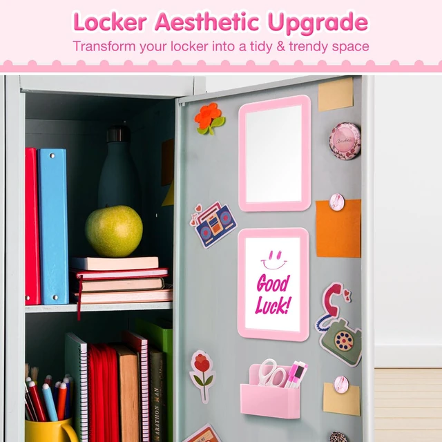 Alt view image 3 of 7 - Locker Accessories for Girls, School Supplies Lockers Decor locker decor accessories Includes magnetic mirror and whiteboard, 4 magnets, 3 markers, an eraser and a magnetic pen holder