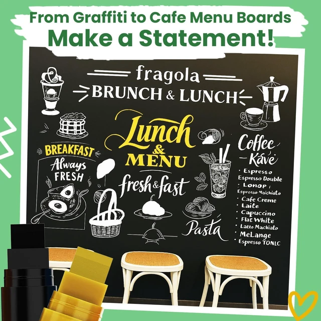 Alt view image 5 of 7 - 15mm Jumbo Washable Car Window Markers | White, Black, Gold Silver 4, 15mm Chalk Pens - Safe Erasable Liquid Paint Chalk Markers for Blackboard Chalkboards, Glass Board, Auto Mirror