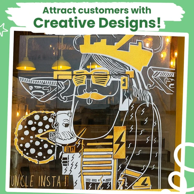Alt view image 6 of 7 - 15mm Jumbo Washable Car Window Markers | White, Black, Gold Silver 4, 15mm Chalk Pens - Safe Erasable Liquid Paint Chalk Markers for Blackboard Chalkboards, Glass Board, Auto Mirror