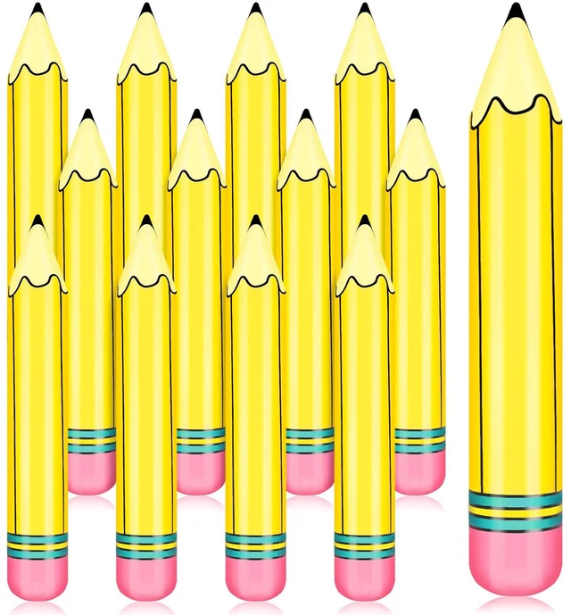 Main image of 12 Pcs 27 Inch Giant Large Inflatable Pencil Back to School Graduation Decor Hanging Inflatable Pencil Classroom Decoration for Back to School Classroom Garden Room Birthday Party Decorations