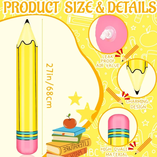 Alt view image 2 of 7 - 12 Pcs 27 Inch Giant Large Inflatable Pencil Back to School Graduation Decor Hanging Inflatable Pencil Classroom Decoration for Back to School Classroom Garden Room Birthday Party Decorations