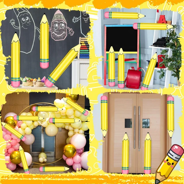 Alt view image 4 of 7 - 12 Pcs 27 Inch Giant Large Inflatable Pencil Back to School Graduation Decor Hanging Inflatable Pencil Classroom Decoration for Back to School Classroom Garden Room Birthday Party Decorations