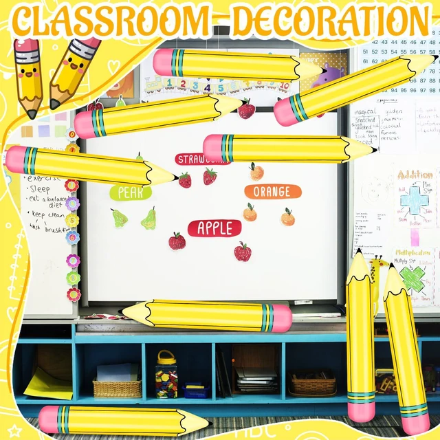 Alt view image 5 of 7 - 12 Pcs 27 Inch Giant Large Inflatable Pencil Back to School Graduation Decor Hanging Inflatable Pencil Classroom Decoration for Back to School Classroom Garden Room Birthday Party Decorations
