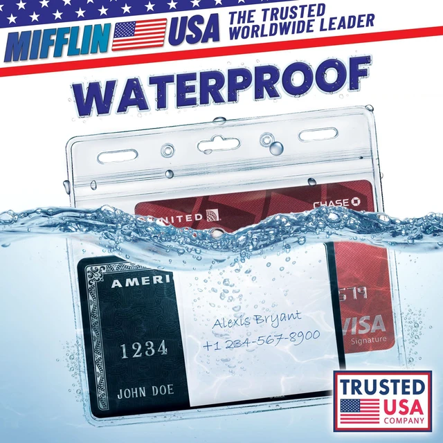 Alt view image 3 of 7 - 2.25x3.5 Horizontal ID Card & Name Badge Holder - Resealable, 100 Pack clear plastic identification name tag holders, soft edge, zipper seal, pre-punched holes for most lanyard clips