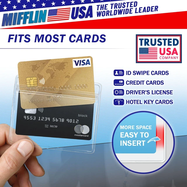 Alt view image 4 of 7 - 2.25x3.5 Horizontal ID Card & Name Badge Holder - Resealable, 100 Pack clear plastic identification name tag holders, soft edge, zipper seal, pre-punched holes for most lanyard clips