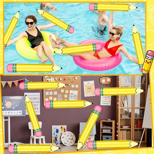 Alt view image 6 of 7 - 12 Pcs 27 Inch Giant Large Inflatable Pencil Back to School Graduation Decor Hanging Inflatable Pencil Classroom Decoration for Back to School Classroom Garden Room Birthday Party Decorations