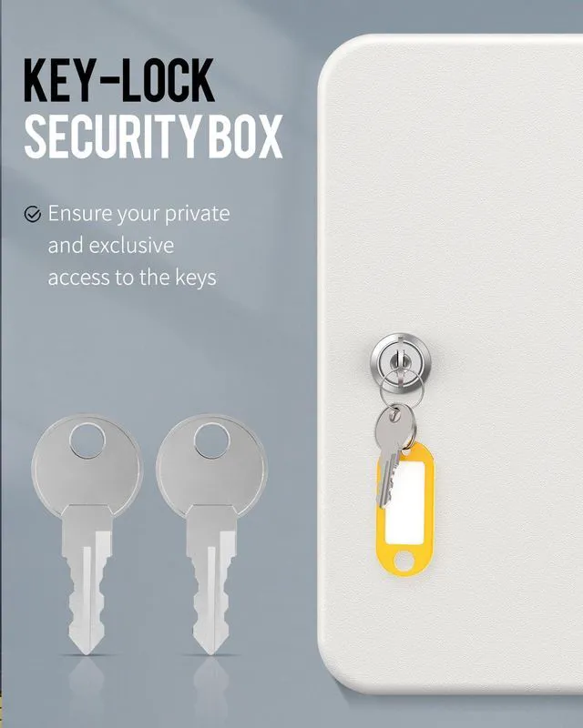 Alt view image 5 of 7 - 28 Position Key Cabinet with Key Lock Wall Mounted White Security Storage Box Steel Key Organizer with Colorful Key Tag Labels Stickers and Hooks