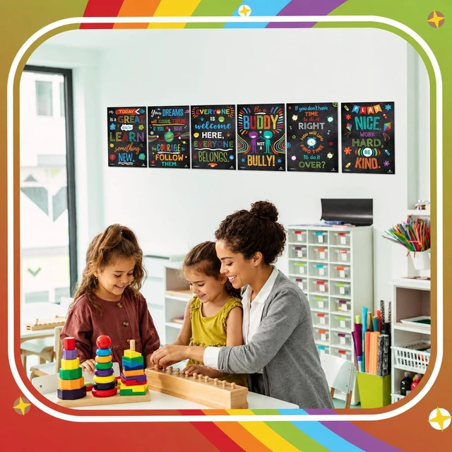 Alt view image 7 of 7 - 8 Pack 12x16 Educational Motivational Posters for Classroom Positive Inspirational chart Preschool Learning Charts That Transform Walls Into Daily Teaching Tools