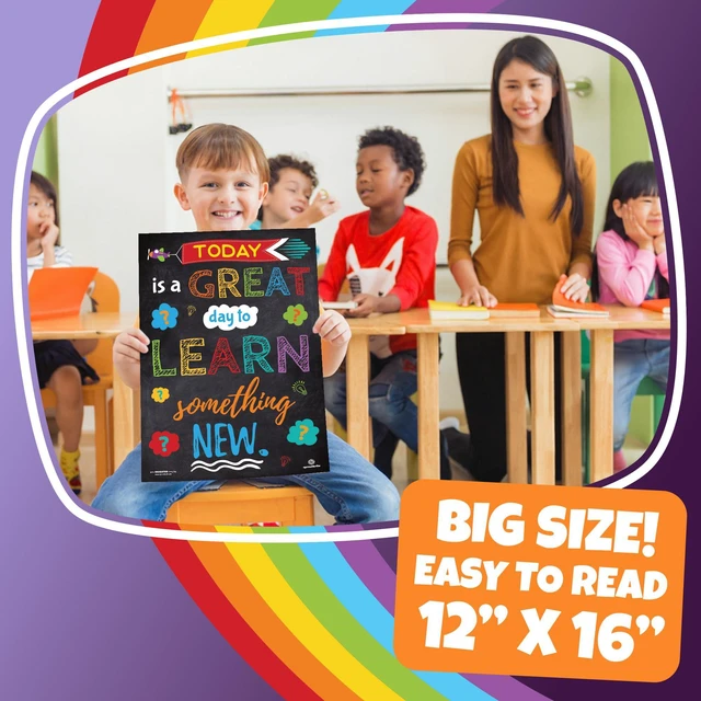 Alt view image 6 of 7 - 8 Pack 12x16 Educational Motivational Posters for Classroom Positive Inspirational chart Preschool Learning Charts That Transform Walls Into Daily Teaching Tools