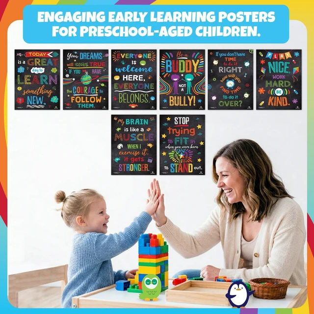 Alt view image 5 of 7 - 8 Pack 12x16 Educational Motivational Posters for Classroom Positive Inspirational chart Preschool Learning Charts That Transform Walls Into Daily Teaching Tools