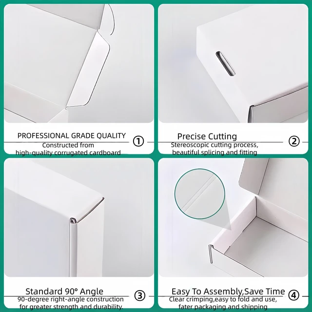 Alt view image 4 of 6 - Small White Box 6 x 4 x 3 Inch 50 Pack Shipping Boxes for Packaging,Packing,Mailers Storage, Small Business, Moving, Supplies,Recyclable Corrugated,Quick Fold,Tab Locking