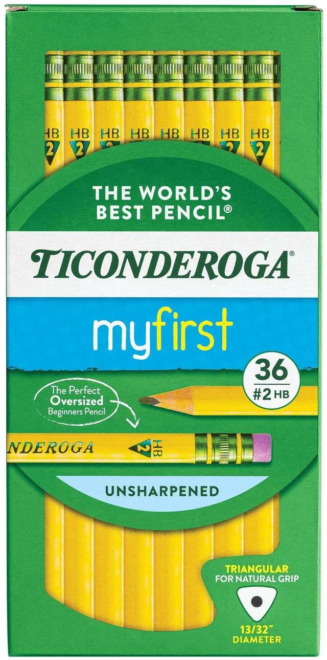 Main image of My First Tri-Write Wood-Cased Pencils, Unsharpened #2 HB Soft, With Erasers, Yellow, 36 Count, Easy To Hold, For Small Hands
