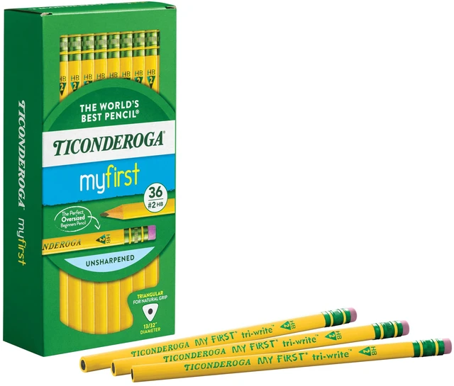 Alt view image 5 of 6 - My First Tri-Write Wood-Cased Pencils, Unsharpened #2 HB Soft, With Erasers, Yellow, 36 Count, Easy To Hold, For Small Hands