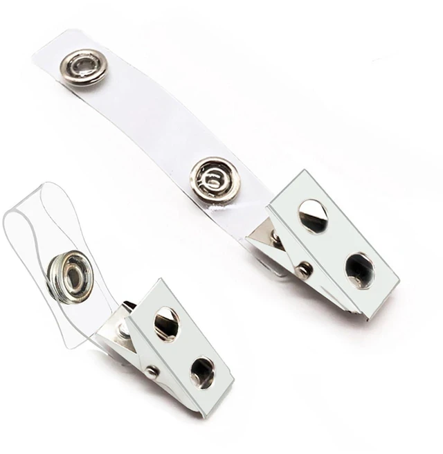 Main image of 400Pcs Premium Metal Badge Clips with Clear PVC Straps ID Badge Clips for ID Cards, Badge Holders, Name Tags, Work Badges