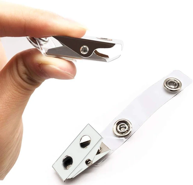 Alt view image 2 of 7 - 400Pcs Premium Metal Badge Clips with Clear PVC Straps ID Badge Clips for ID Cards, Badge Holders, Name Tags, Work Badges