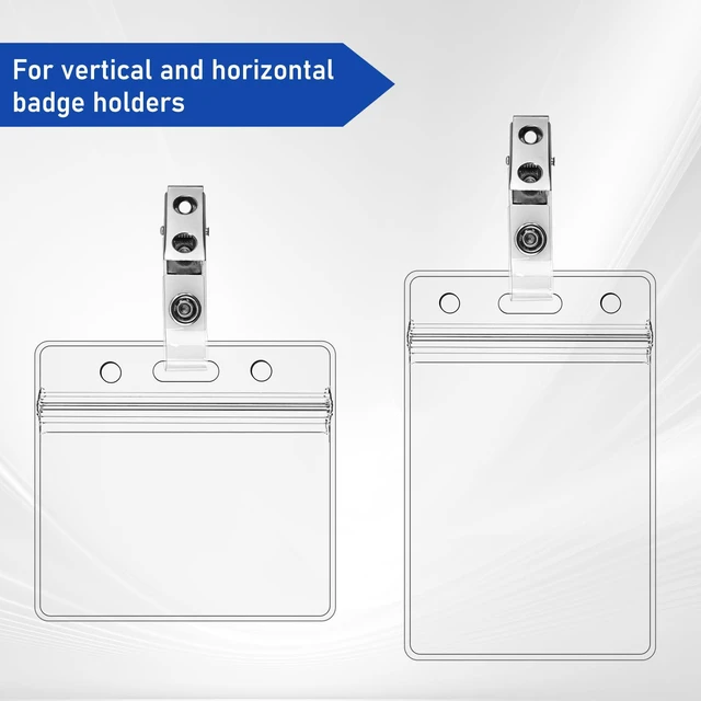Alt view image 5 of 7 - 400Pcs Premium Metal Badge Clips with Clear PVC Straps ID Badge Clips for ID Cards, Badge Holders, Name Tags, Work Badges
