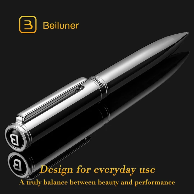 Alt view image 2 of 7 - Silver Gel Pen - Luxury Featuring Bright Chrome Finishes, Black Ink Refill, Best Pen Gift Set for Men & Women, Business Signature, Executive, Office Retractable,Nice Fancy Designer Pens