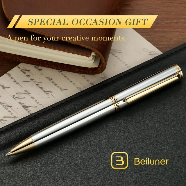 Alt view image 6 of 7 - Silver Gold Gel Pen - Luxury Featuring sophisticated chrome finishes, with 24K Gold Accents, Best Pen Gift Set for Men & Women, Business Signature, Executive, Office Retractable Pens