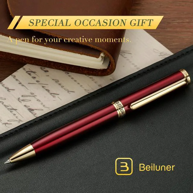 Alt view image 6 of 7 - Red Lacquer Gel Pen With 24K Gold Finish, Retractable Pens, Gift Pen Set, Professional, Elegant, Writing, Executive, Office, Nice Fancy Designer, Perfect for Men and Women