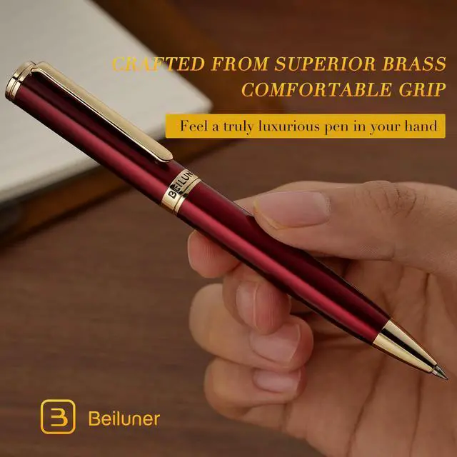 Alt view image 7 of 7 - Red Lacquer Gel Pen With 24K Gold Finish, Retractable Pens, Gift Pen Set, Professional, Elegant, Writing, Executive, Office, Nice Fancy Designer, Perfect for Men and Women
