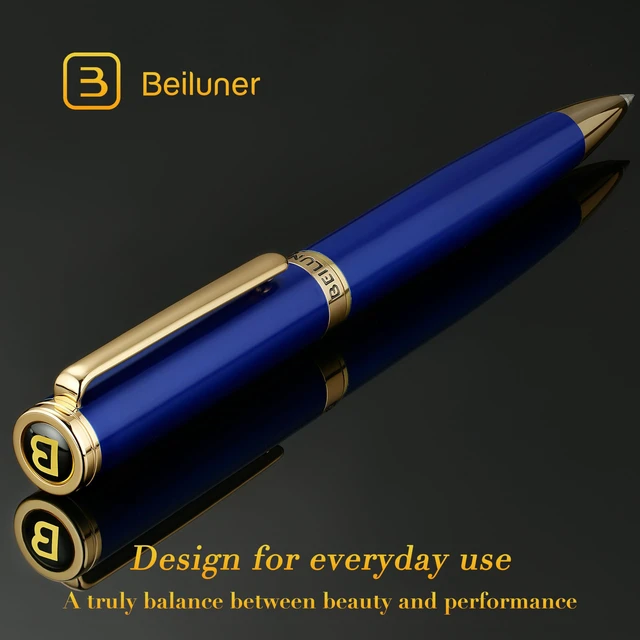 Alt view image 2 of 7 - Blue Lacquer Gel Pen - Stunning Luxury Pen with 24K Gold Finish, ADMOK Black Refill, Executive Gift Set for Family & Friends, Writing, Fancy, Office, Retractable Pens