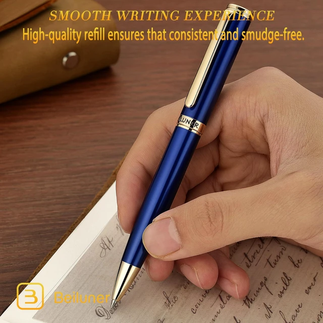 Alt view image 4 of 7 - Blue Lacquer Gel Pen - Stunning Luxury Pen with 24K Gold Finish, ADMOK Black Refill, Executive Gift Set for Family & Friends, Writing, Fancy, Office, Retractable Pens