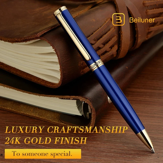 Alt view image 3 of 7 - Blue Lacquer Gel Pen - Stunning Luxury Pen with 24K Gold Finish, ADMOK Black Refill, Executive Gift Set for Family & Friends, Writing, Fancy, Office, Retractable Pens