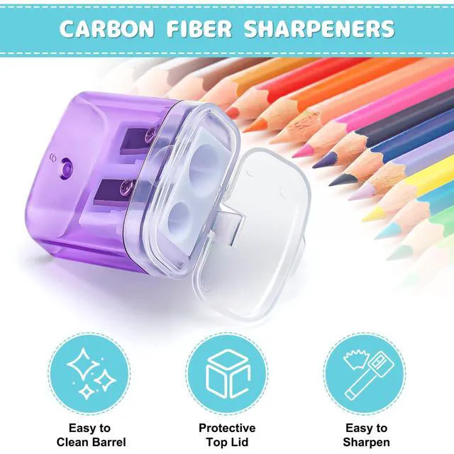 Alt view image 3 of 7 - 100 Pack Pencil Sharpeners Bulk - Colored Handheld Pencil Crayon Double Hole Sharpener, School Classroom Supplies