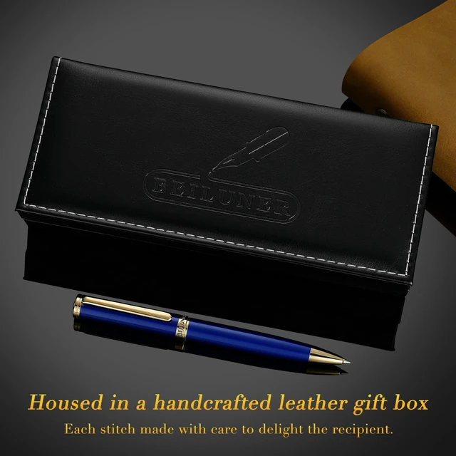 Alt view image 5 of 7 - Blue Lacquer Gel Pen - Stunning Luxury Pen with 24K Gold Finish, ADMOK Black Refill, Executive Gift Set for Family & Friends, Writing, Fancy, Office, Retractable Pens