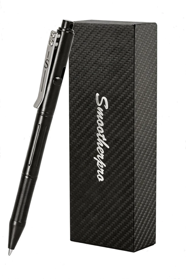 Main image of Stainless Steel Bolt Action Pen,Retro Black Weighted Metal Body Supports Steady Writing, with Refillable Design for Office Notes, Signatures, and Daily Carry