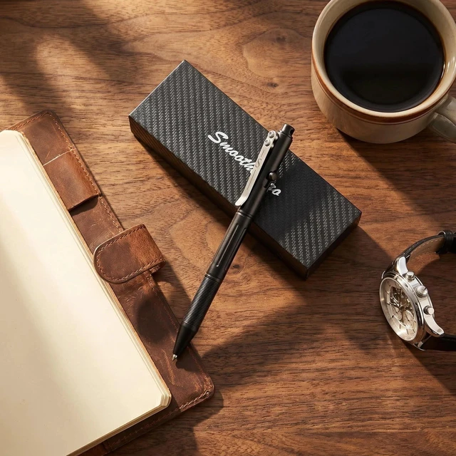 Alt view image 3 of 7 - Stainless Steel Bolt Action Pen,Retro Black Weighted Metal Body Supports Steady Writing, with Refillable Design for Office Notes, Signatures, and Daily Carry