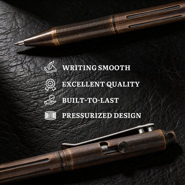 Alt view image 4 of 7 - Stainless Steel Bolt Action Pen,Retro Black Weighted Metal Body Supports Steady Writing, with Refillable Design for Office Notes, Signatures, and Daily Carry